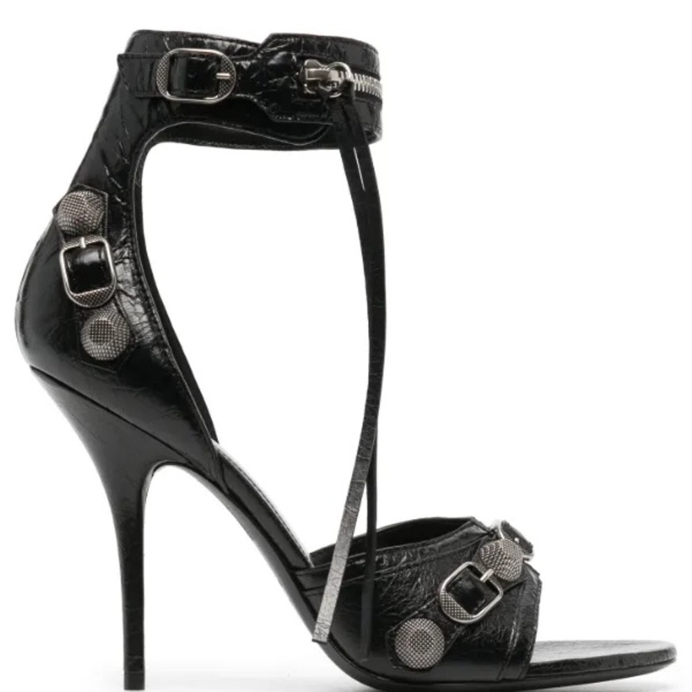Balenciaga Black Cagole 110mm leather sandal heels